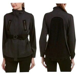 Cabi Love Carol Collection Jacket Size Large Belted Long Sleeve Back Mesh Black